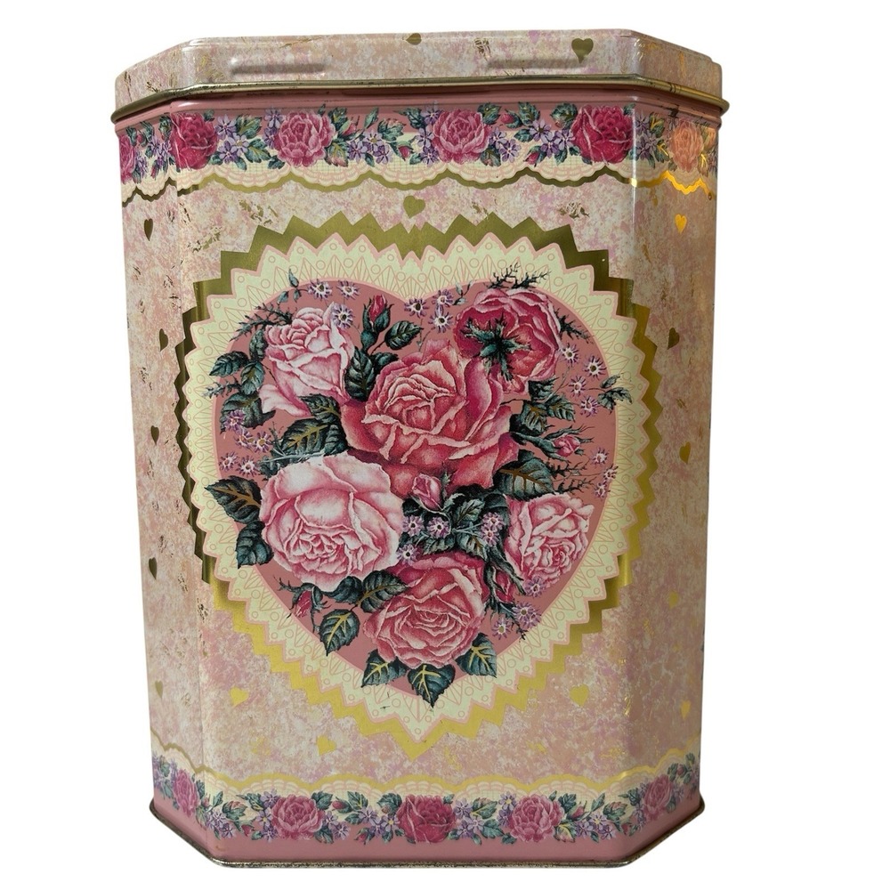Raphael Tuck & Sons Victorian Tin (Empty) Heart Flower Design Made In England